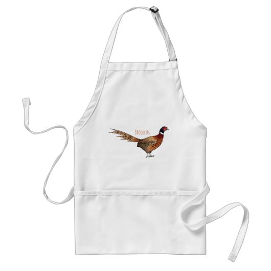 Ring-necked fazant bird cartoon standaard schort (Voorkant)