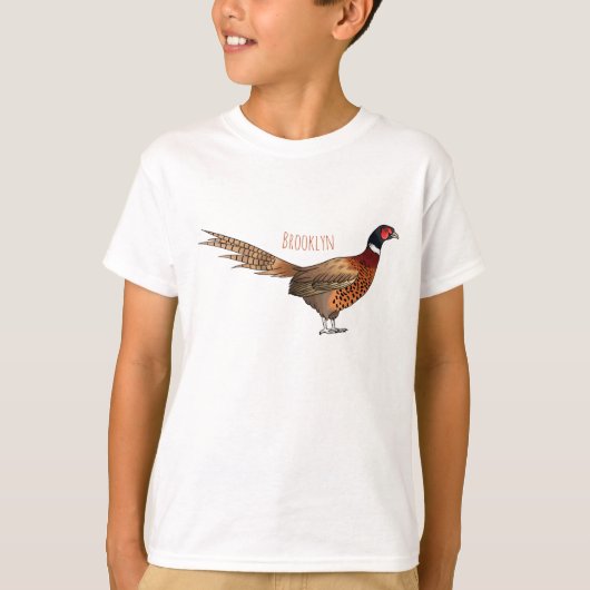 Ring-necked fazant bird cartoon t-shirt (Voorkant)