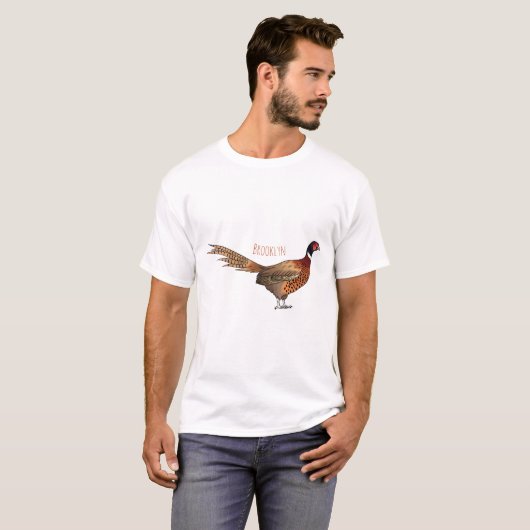 Ring-necked fazant bird cartoon t-shirt (Voorkant volledig)