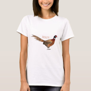 Ring-necked fazant bird cartoon t-shirt