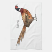 Ring-necked fazant bird cartoon theedoek (Verticaal)