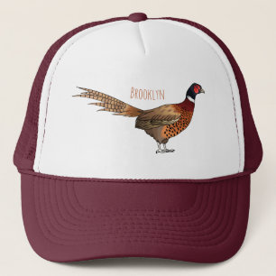 Ring-necked fazant bird cartoon trucker pet