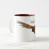 Ring-necked fazant bird cartoon tweekleurige koffiemok (Voorkant links)