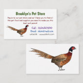 Ring-necked fazant bird cartoon visitekaartje (Voorkant / Achterkant)