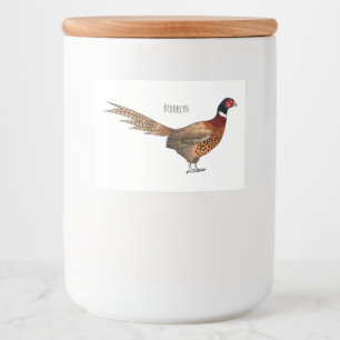 Ring-necked fazant bird cartoon voedselcontainer etiket