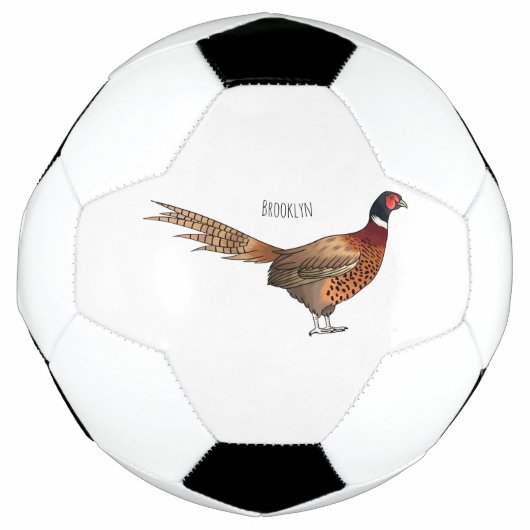 Ring-necked fazant bird cartoon voetbal (Voorkant)
