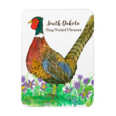 Ring Necked Pheasant Prairie Pasque Flower Custom Magneet (Verticaal)