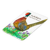 Ring Necked Pheasant Prairie Pasque Flower Custom Magneet (Linkerzijde)