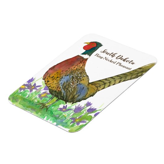 Ring Necked Pheasant Prairie Pasque Flower Custom Magneet (Linkerzijde)