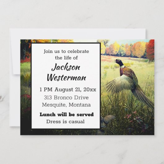 Ring Necked Pheasant Rooster Memorial Kaart (Achterkant)