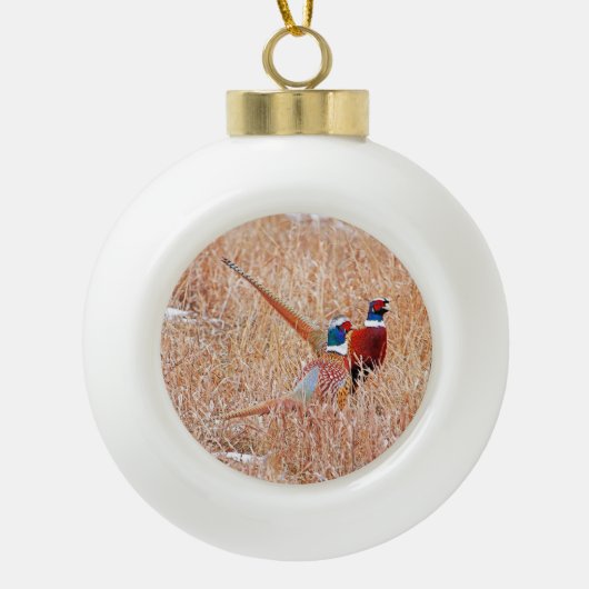 Ring-nek-fazant Keramische Bal Ornament (Voorkant)