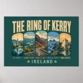 Ring of Kerry Ierland Landmarks Illustratie Retro Poster (Voorkant)