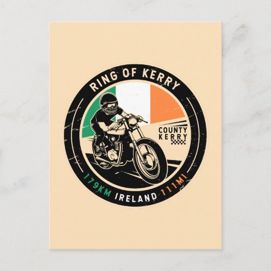 Ring of Kerry Ierland Motorfiets Briefkaart (Voorkant)