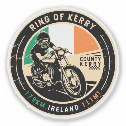 Ring of Kerry Ierland Motorfiets Sticker (Voorkant)