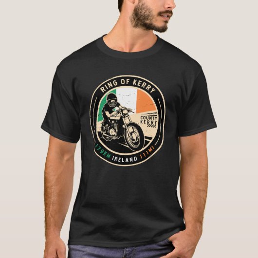 Ring of Kerry Ierland Motorfiets T-shirt (Voorkant)