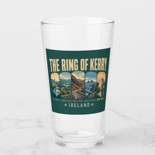 Ring of Kerry Ireland Landmarks Illustration Retro Glas (Voorkant)