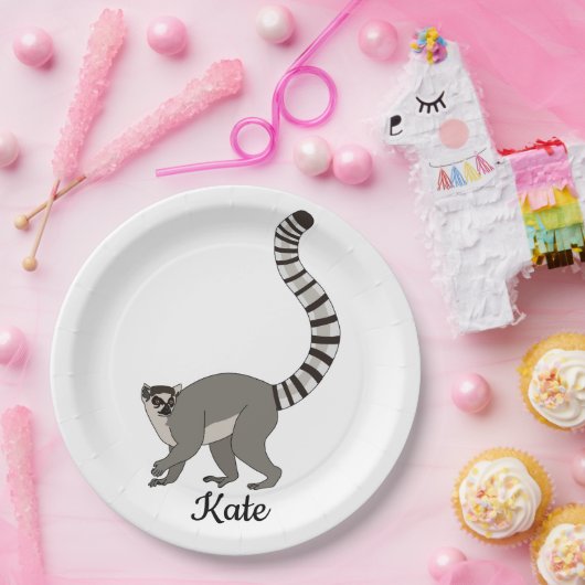 Ring op maat Lemur Papieren Bordje (Feest)