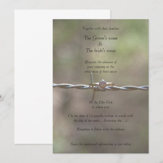 Ring op uitnodiging van Barbed Wire Wedding (Voorkant / Achterkant)