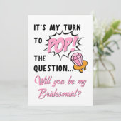 Ring Pop Retro Grappig Schattige Bruidsmeisje Voor Kaart (Staand voorkant)