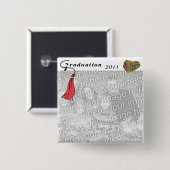 Ring RED afstuderen Class Ring Vierkante Button 5,1 Cm (Voorkant /achterkant)