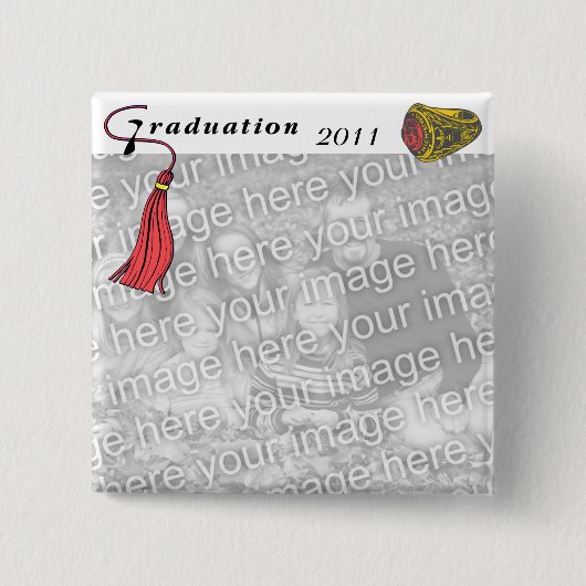 Ring RED afstuderen Class Ring Vierkante Button 5,1 Cm (Voorkant)