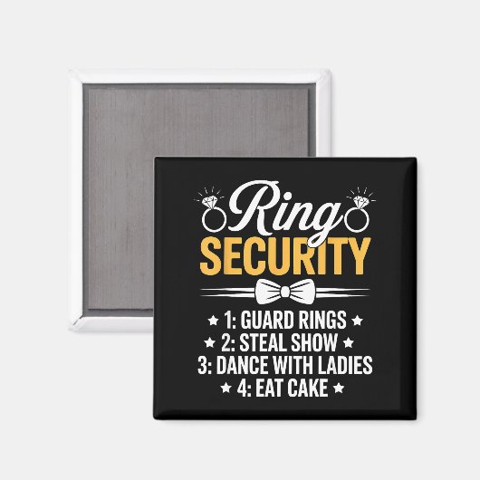 Ring Security Wedding Party Funny Ring Bearer Magneet (Voorkant / Achterkant)
