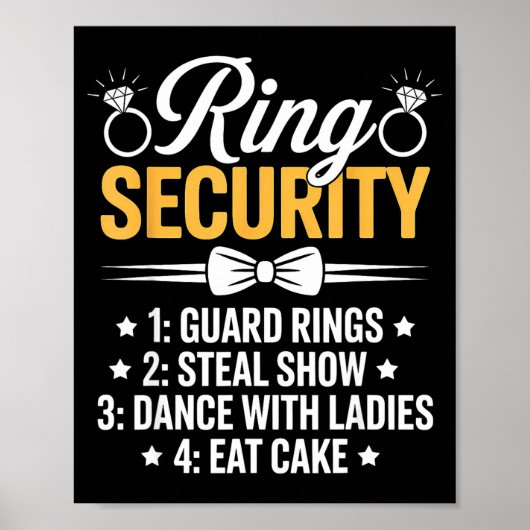 Ring Security Wedding Party Funny Ring Bearer Poster (Voorkant)