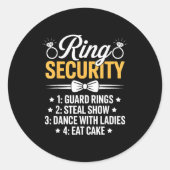 Ring Security Wedding Party Funny Ring Bearer Ronde Sticker (Voorkant)