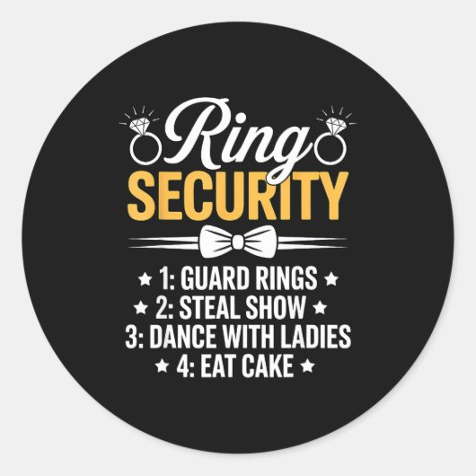 Ring Security Wedding Party Funny Ring Bearer  Ronde Sticker (Voorkant)