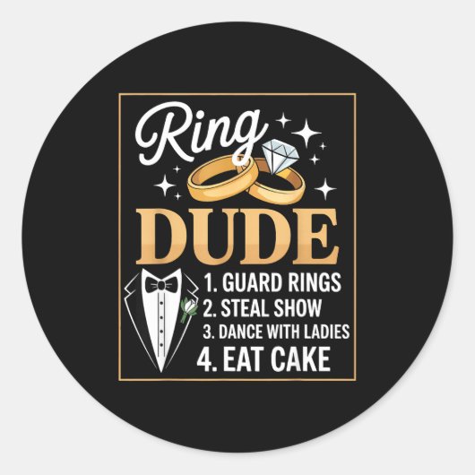 Ring Security Wedding Party Funny Ring Bearer  Ronde Sticker (Voorkant)