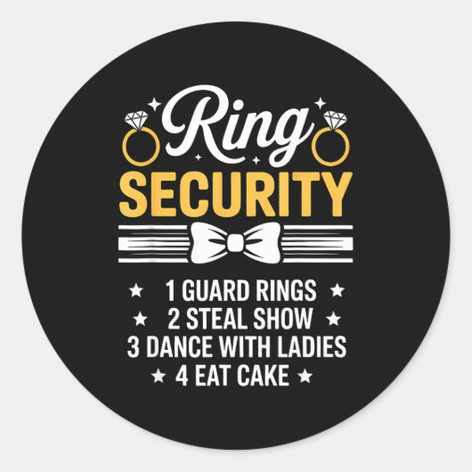 Ring Security Wedding Party Funny Ring Bearer  Ronde Sticker (Voorkant)