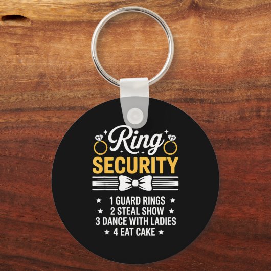 Ring Security Wedding Party Funny Ring Bearer  Sleutelhanger (Voorkant)