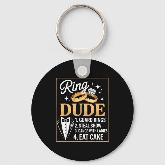 Ring Security Wedding Party Funny Ring Bearer  Sleutelhanger (Voorkant)