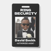 Ring Security Zwart Wit Formeel Pak Bruidsjonker Badge (Voorzijde)