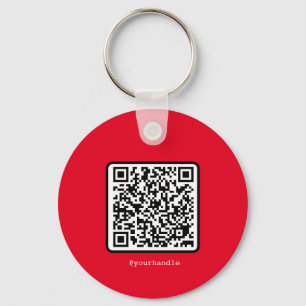 Ring sociaal media aangepast monogram rode QR-code Sleutelhanger