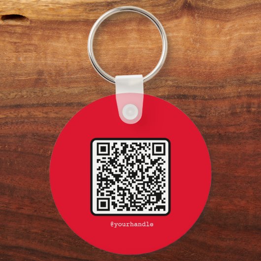 Ring sociaal media aangepast monogram rode QR-code Sleutelhanger (Voorkant)
