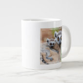 Ring-Tailed Lemur Baby op de rug van zijn moeder Grote Koffiekop (Voorkant rechts)