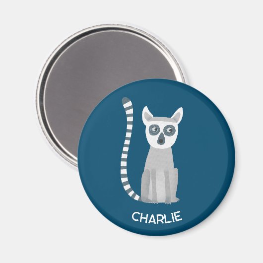 Ring Tailed Lemur gepersonaliseerde naam Magneet (Voorkant / Achterkant)