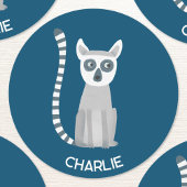 Ring Tailed Lemur gepersonaliseerde naam Ronde Sticker