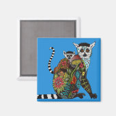 Ring Tailed Lemur Love Blue Magneet (Voorkant / Achterkant)