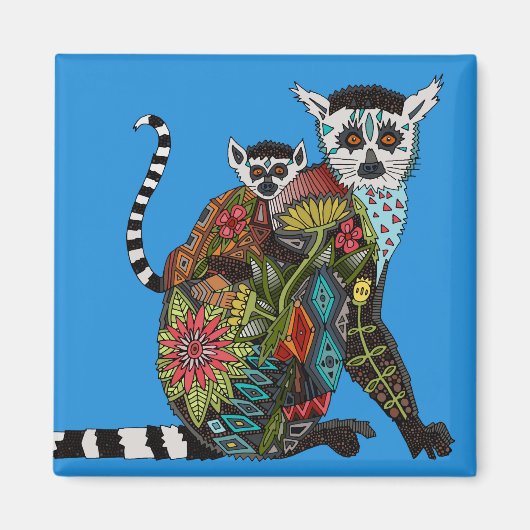 Ring Tailed Lemur Love Blue Magneet (Voorkant)