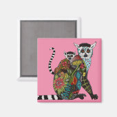 Ring Tailed Lemur Love Roze Magneet (Voorkant / Achterkant)