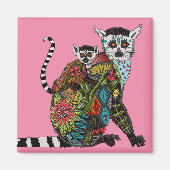 Ring Tailed Lemur Love Roze Magneet (Voorkant)