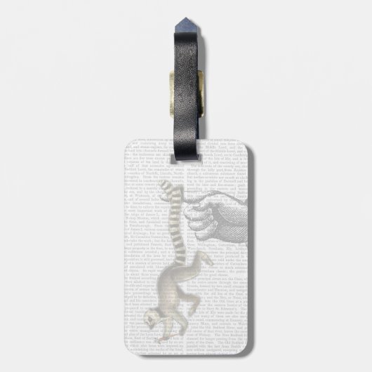Ring Tailed Lemur op vinger 2 Bagagelabel (Achterkant verticaal)