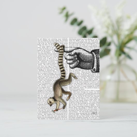 Ring Tailed Lemur op vinger 2 Briefkaart (Staand voorkant)