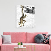 Ring Tailed Lemur op vinger Canvas Afdruk (Insitu (Woonkamer))