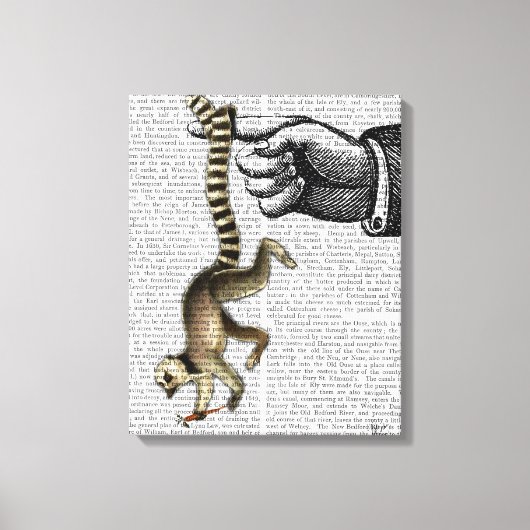 Ring Tailed Lemur op vinger Canvas Afdruk (Voorkant)