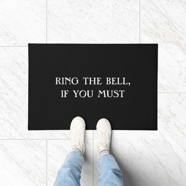 "RING THE BELL, ALS JE MOET", grappige introvert m Deurmat (Binnen)