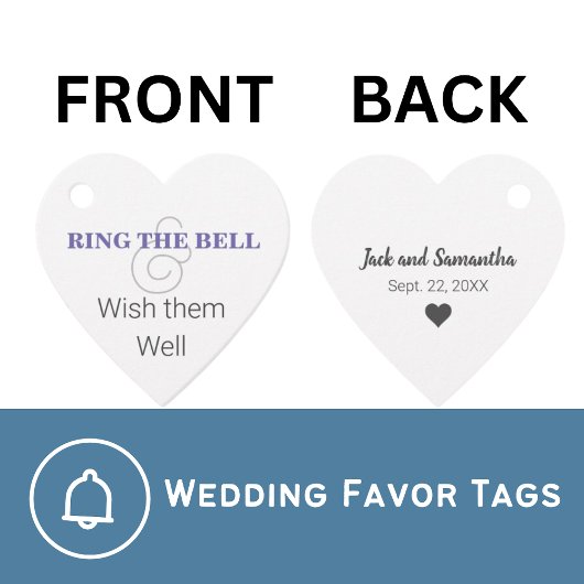 Ring The Bell & Wish hen Well Heart Wedding Bedankjes Labels
