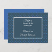 Ring-toonder-uitnodiging in blauw en wit aankondigingskaart (Voorkant / Achterkant)